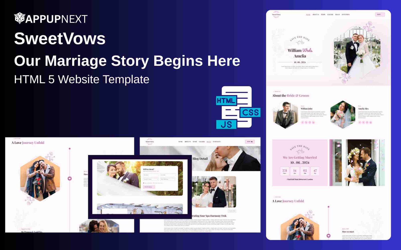 SweetVows - Our Marriage Story Begins Here - HTML 5 Website Template