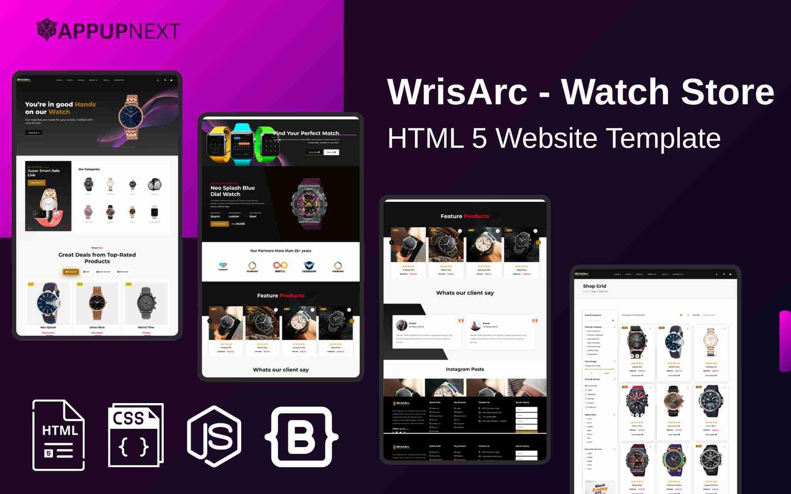 WrisArc - Watch Store - HTML 5 Website Template - v1