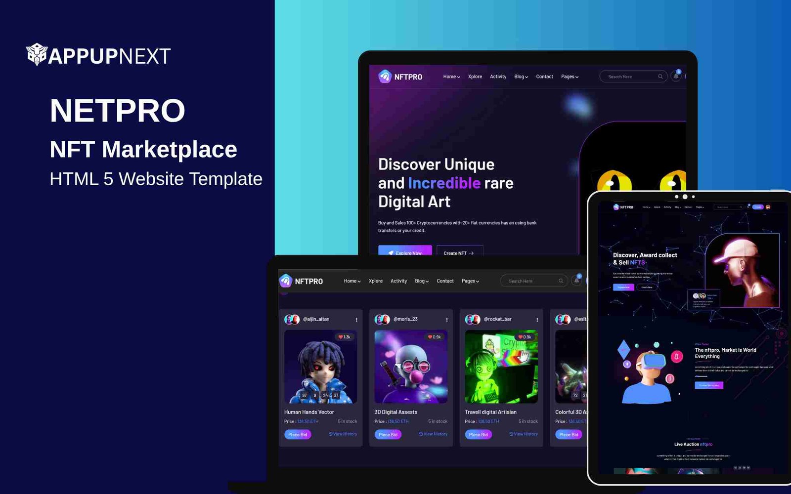 NETPRO  - NFT Marketplace - HTML 5 Website Template - v3