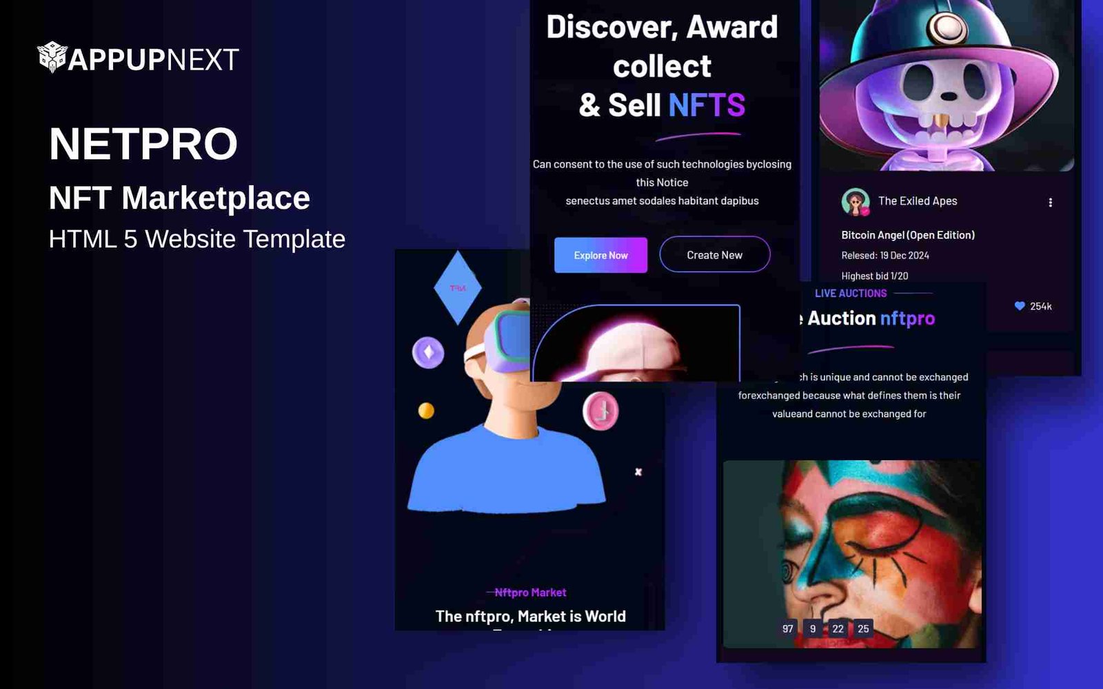 NETPRO  - NFT Marketplace - HTML 5 Website Template - v4