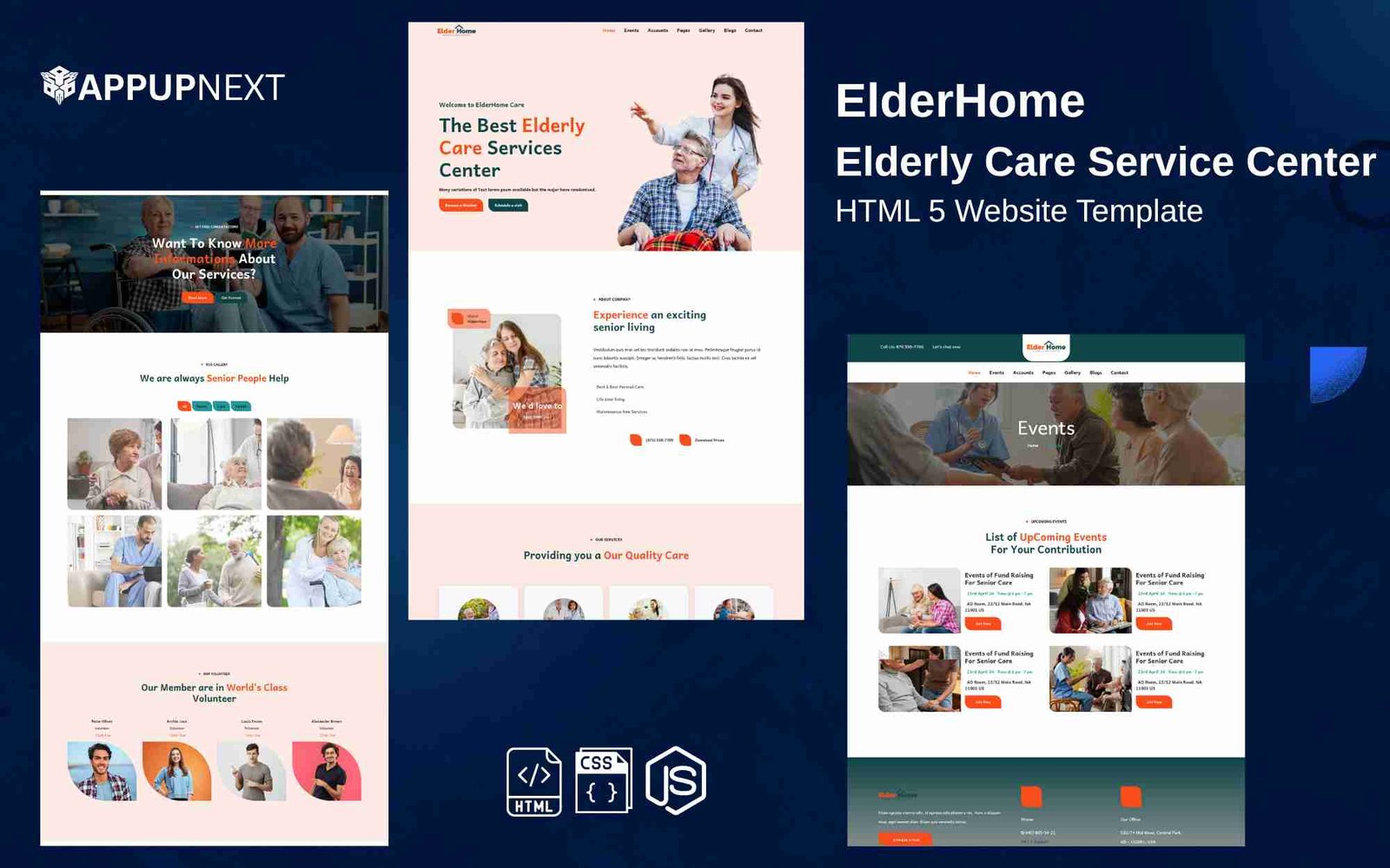 ElderHome - Elderly Care Service Center - HTML 5 Website Template - v3