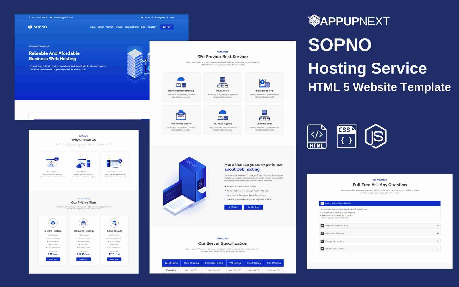 SOPNO  - Hosting Service  - HTML 5 Website Template - v3