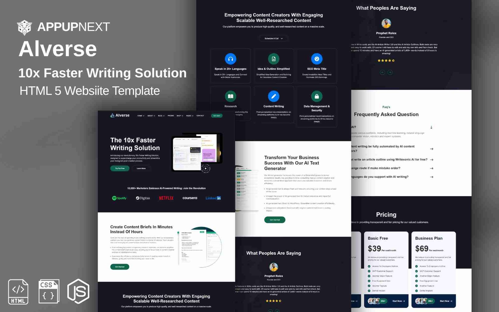 Alverse - 10x Faster Writing Solution -  HTML 5 Website Template - v1