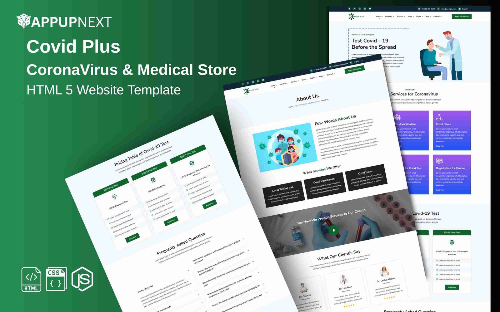 Covid Plus - CoronaVirus & Medical Store - HTML 5 Website Template
