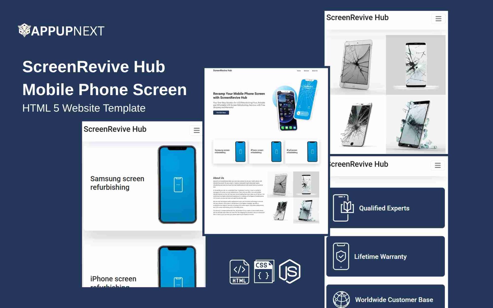 ScreenRevive Hub - Mobile Phone Screen - HTML 5 Website Template)