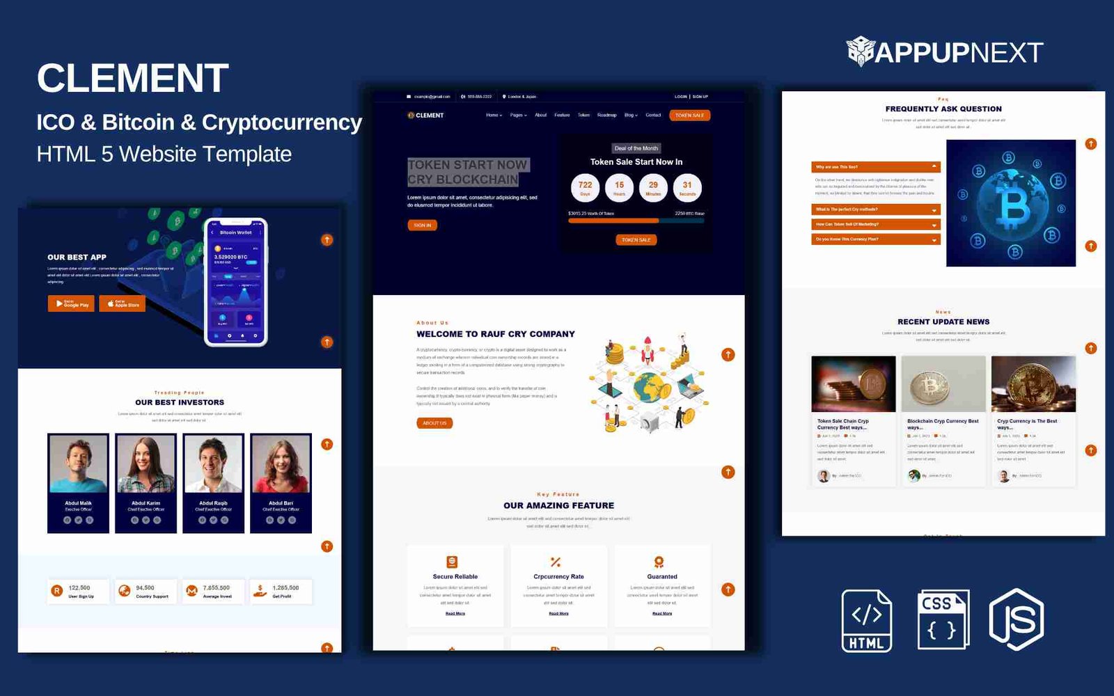 CLEMENT - ICO & Bitcoin &  Cryptocurrency  - HTML 5 Website Template - v2