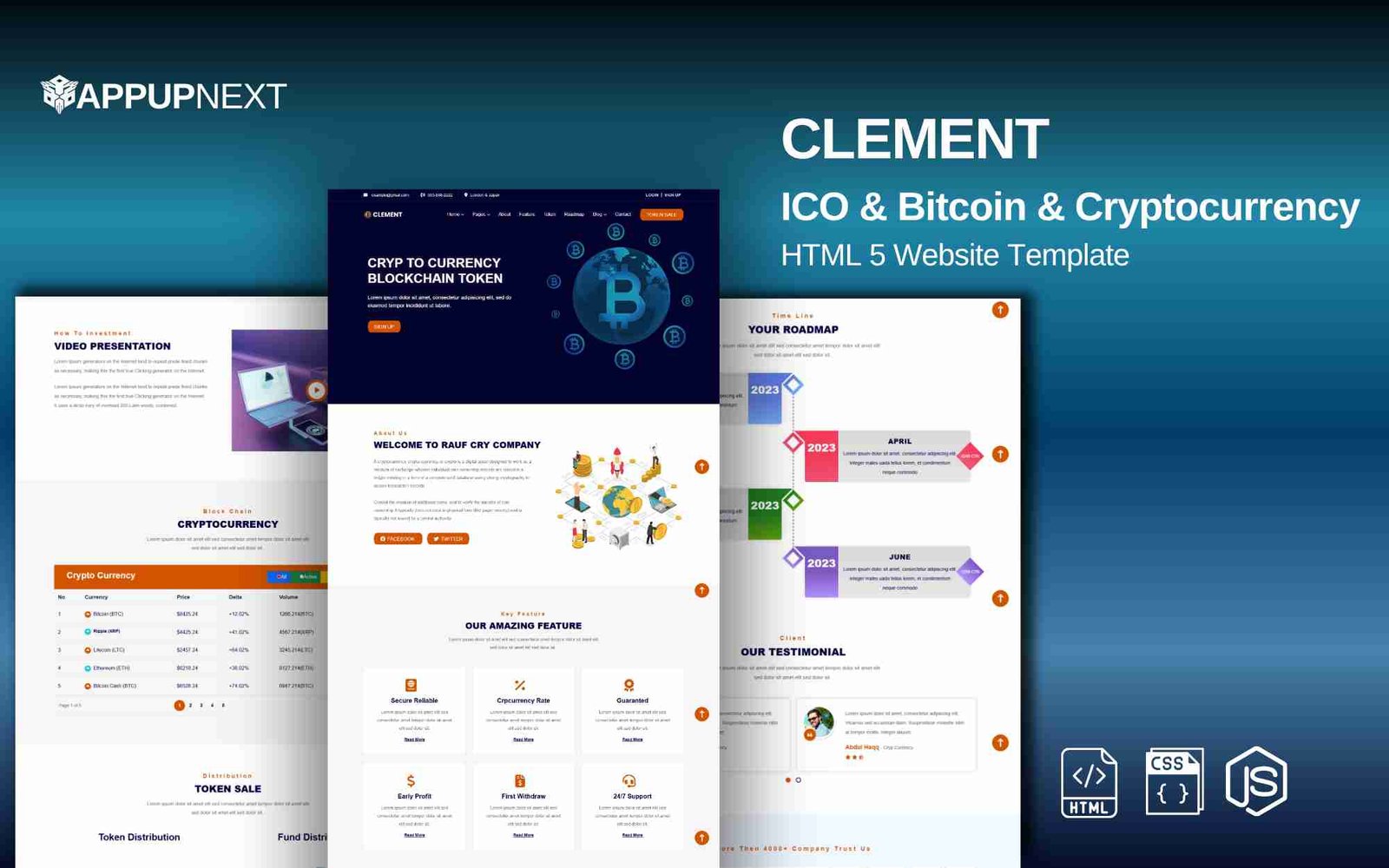 CLEMENT - ICO & Bitcoin &  Cryptocurrency  - HTML 5 Website Template - v3