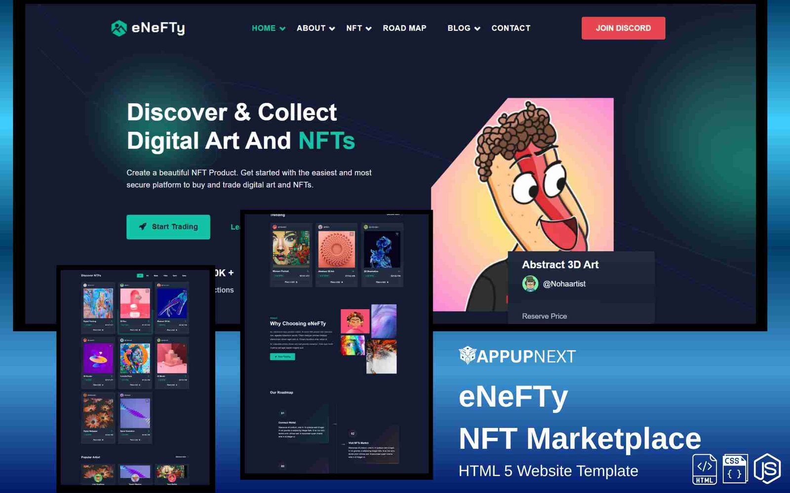 eNeFTy - NFT Marketplace - HTML 5 Website Template - v1