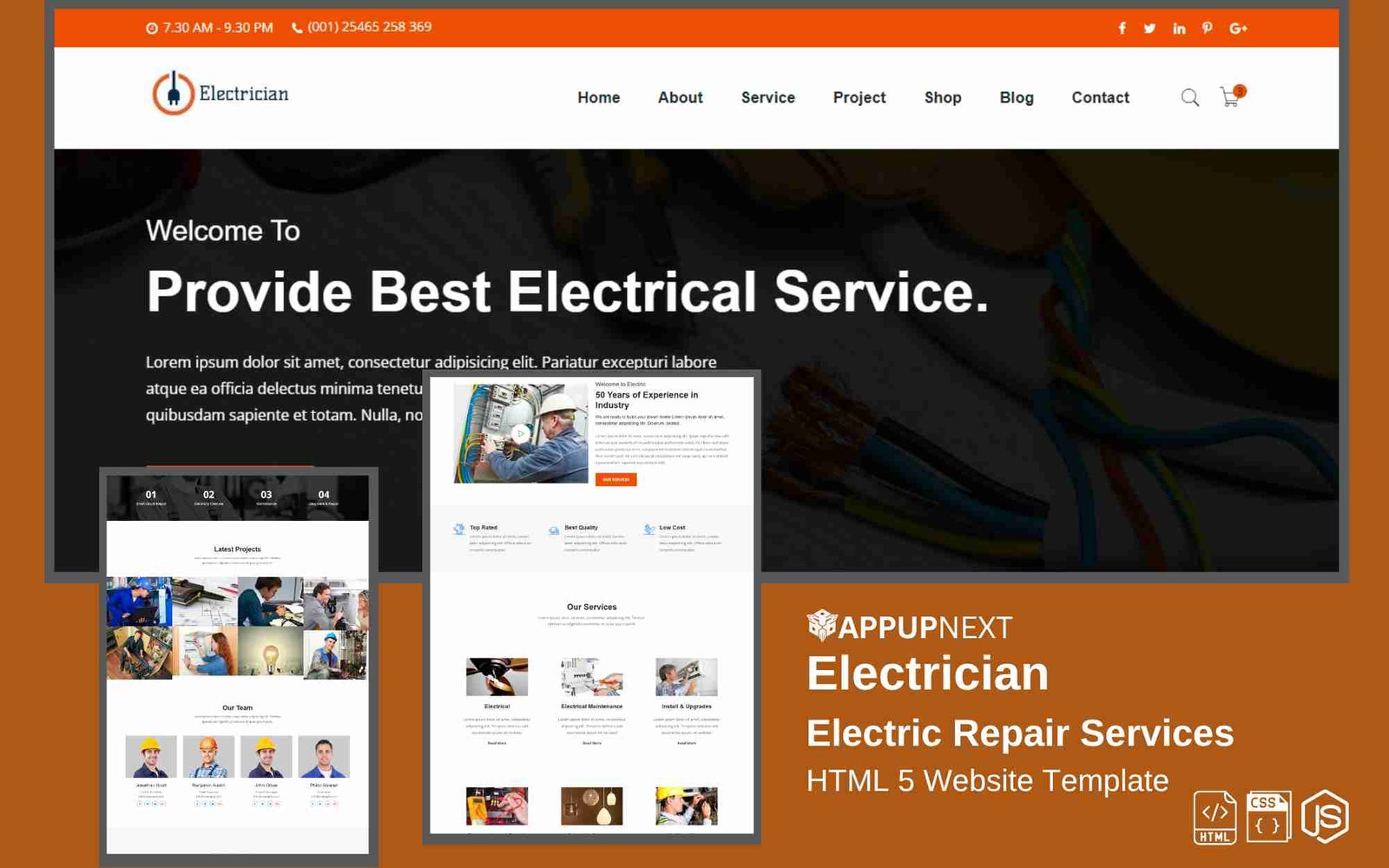 Electrician - Electric Repair Services - HTML 5 Website Template
