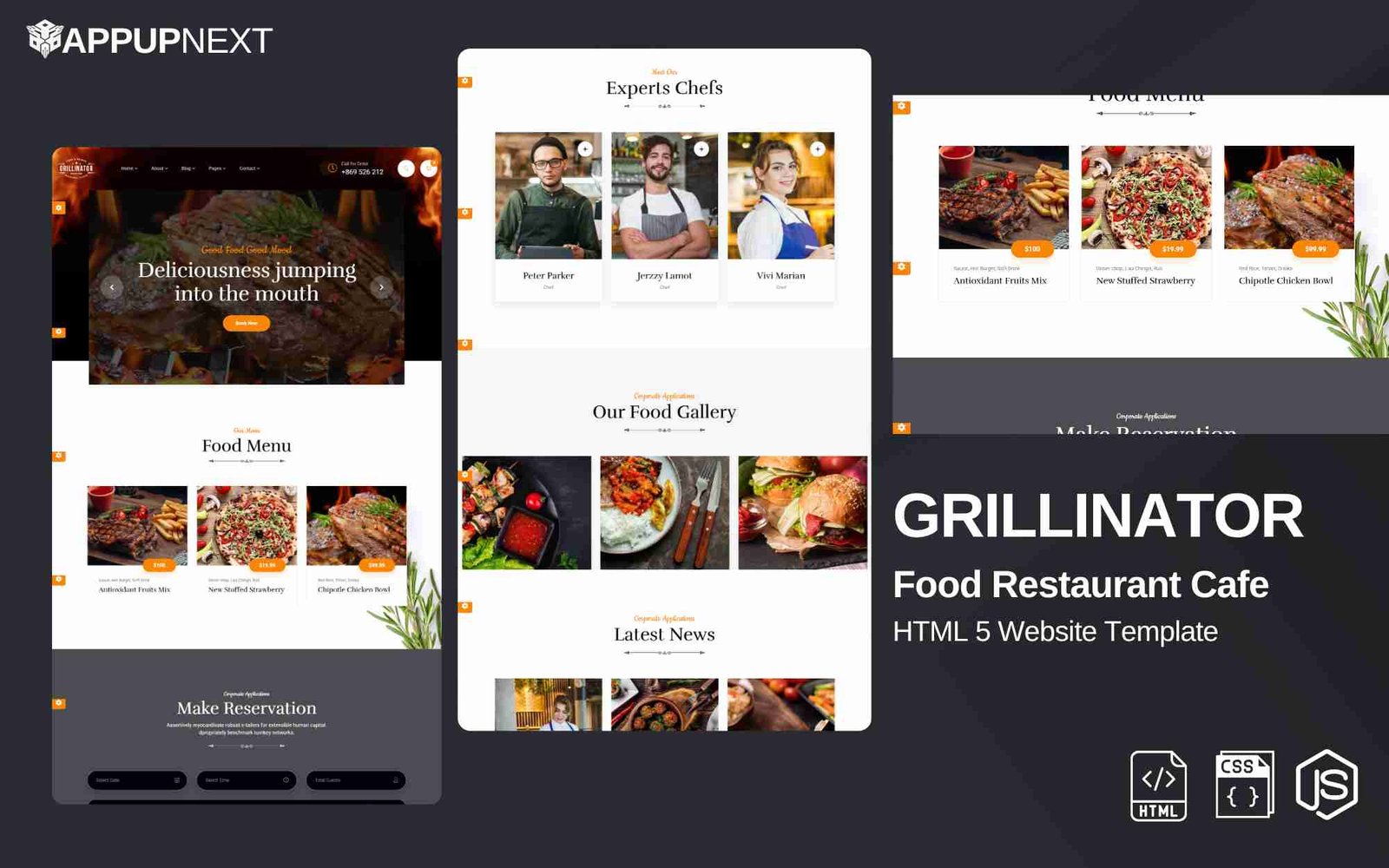 GRILLINATOR - Food Restaurant Cafe - HTML 5 Website Template - v1