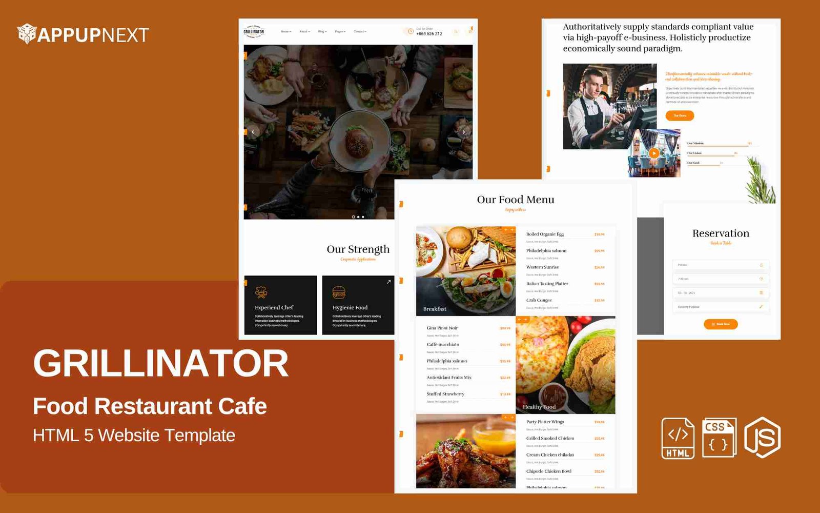 GRILLINATOR - Food Restaurant Cafe - HTML 5 Website Template - v4