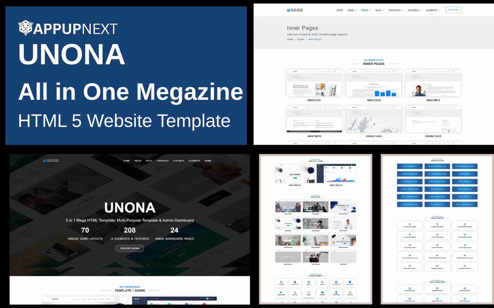 UNONA - All in One Megazine - HTML 5 Website Template - v1