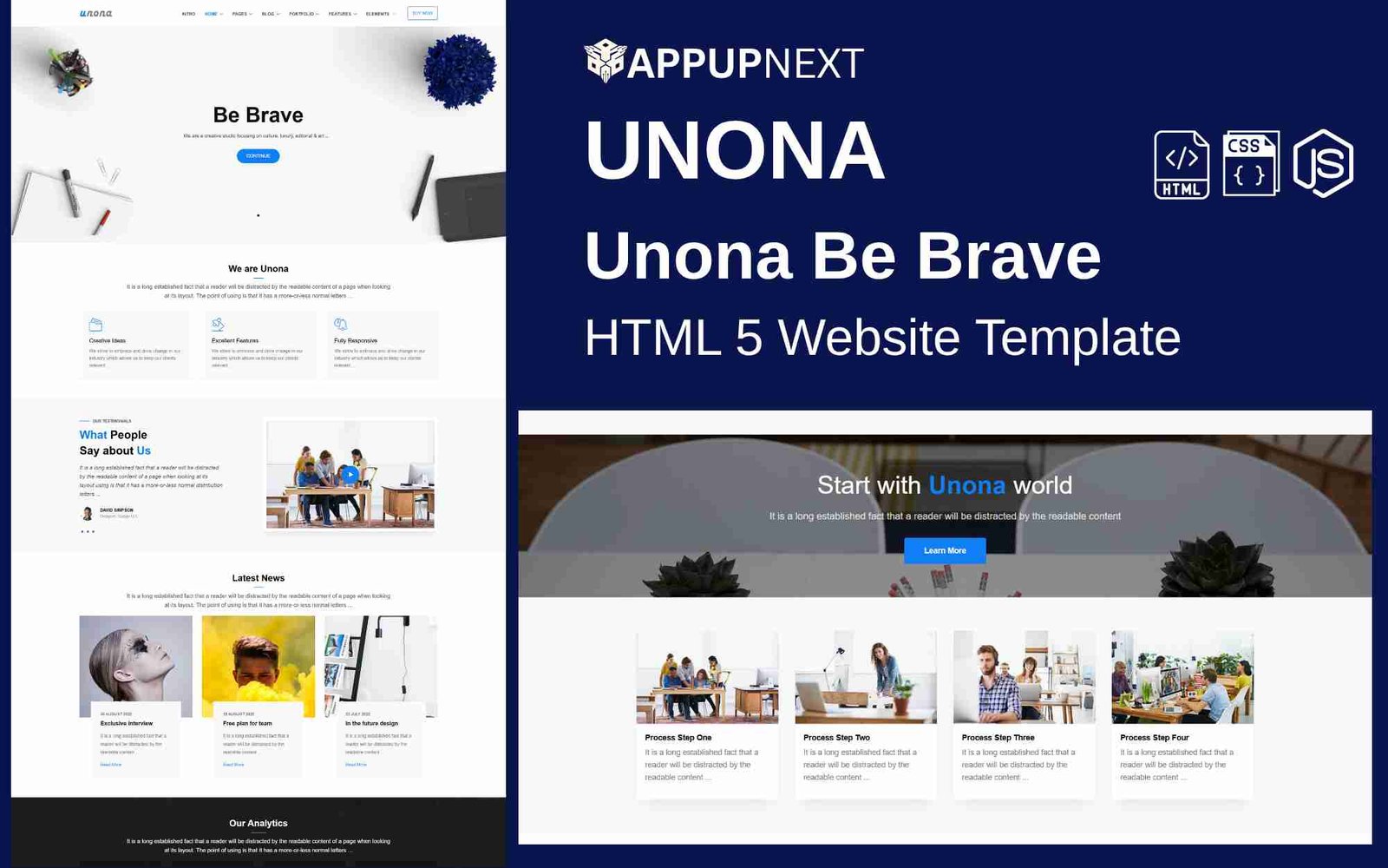 UNONA - Unona Be Brave - HTML 5 Website Template - v2