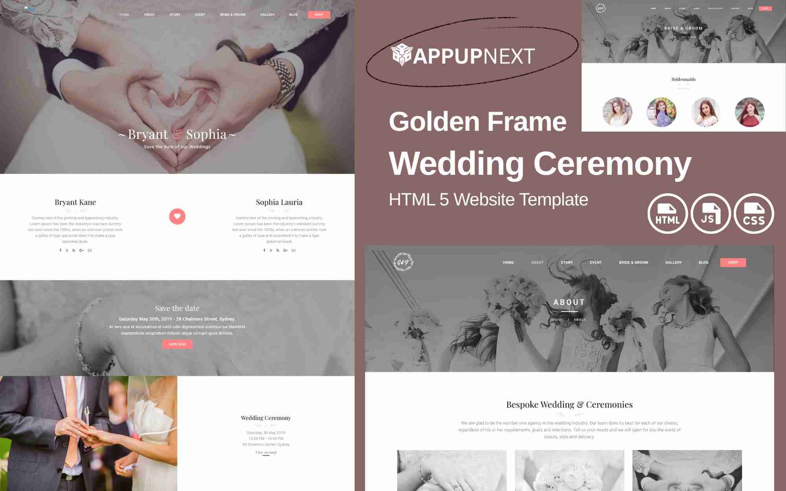 Golden Frame - Wedding Ceremony- HTML 5 Website Template