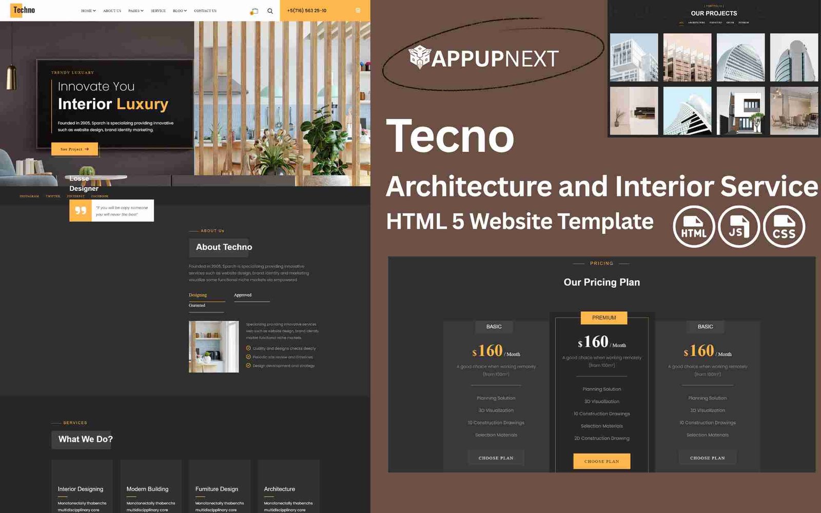 Tecno - Architecture and Interior Service- HTML 5 Website Template - v4