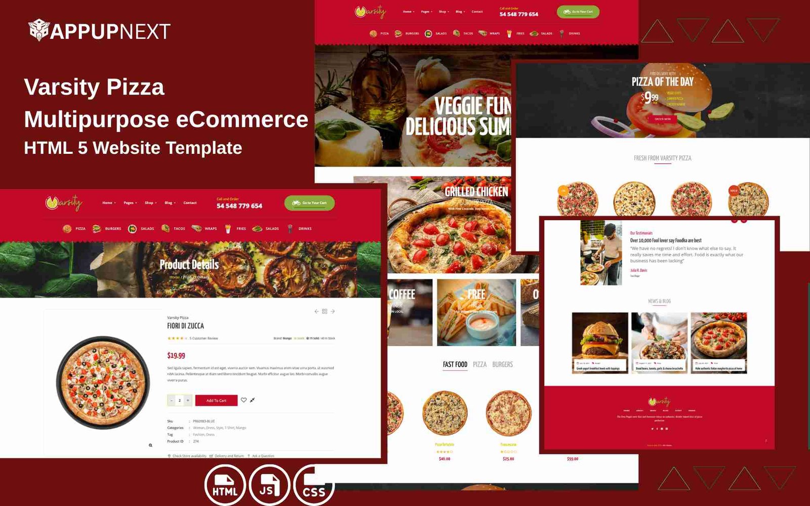Varsity Pizza - Multipurpose eCommerce - HTML 5 Website Template -v1