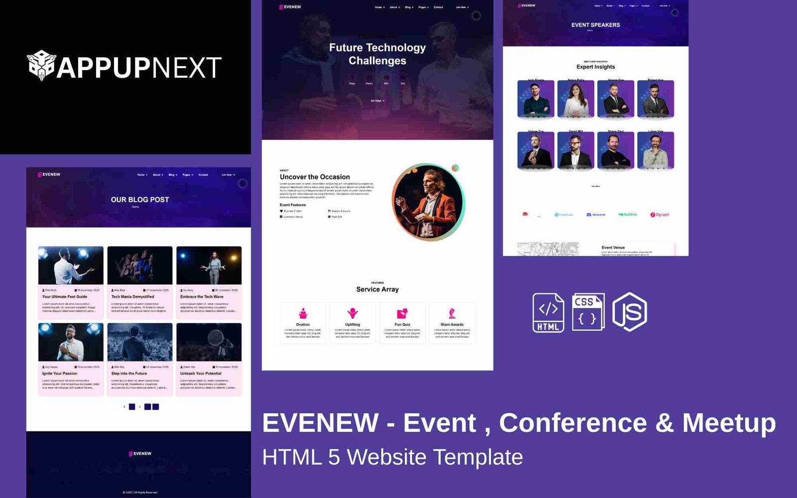 EVENEW - Event , Conference & Meetup - HTML 5 Website Template - v3