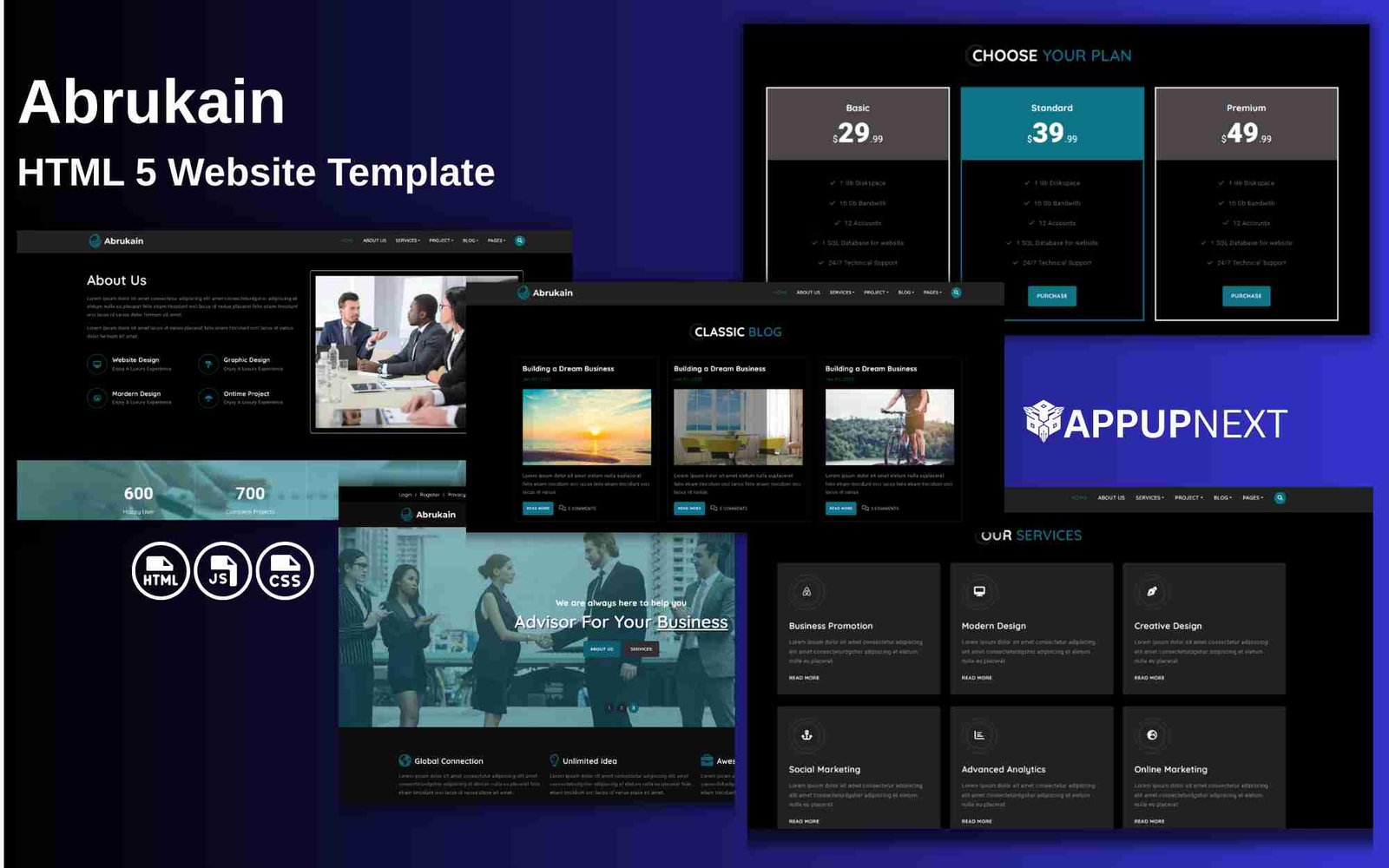 Abrukain - Multipurpose Business  - HTML 5 Website Template - v3