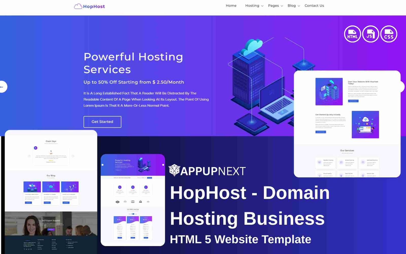 HopHost -  Domain Hosting Business  - HTML 5 Website Template