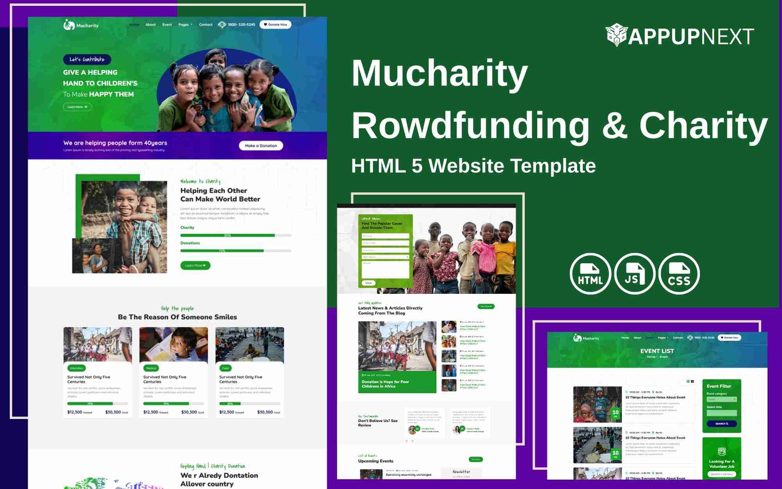 Mucharity - Rowdfunding & Charity - HTML 5 Website Template