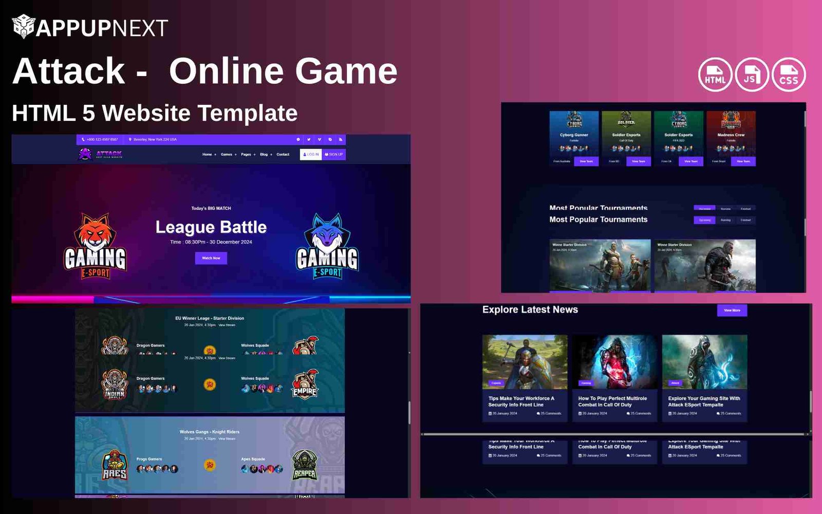 Attack -  Online Game - HTML 5 Website Template - v2