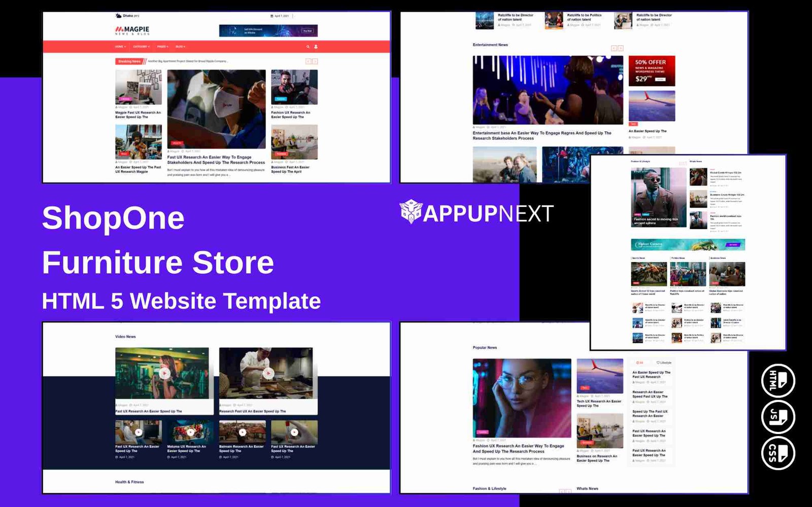 Magpie - Blog, Magazine - HTML 5 Website Template - v8