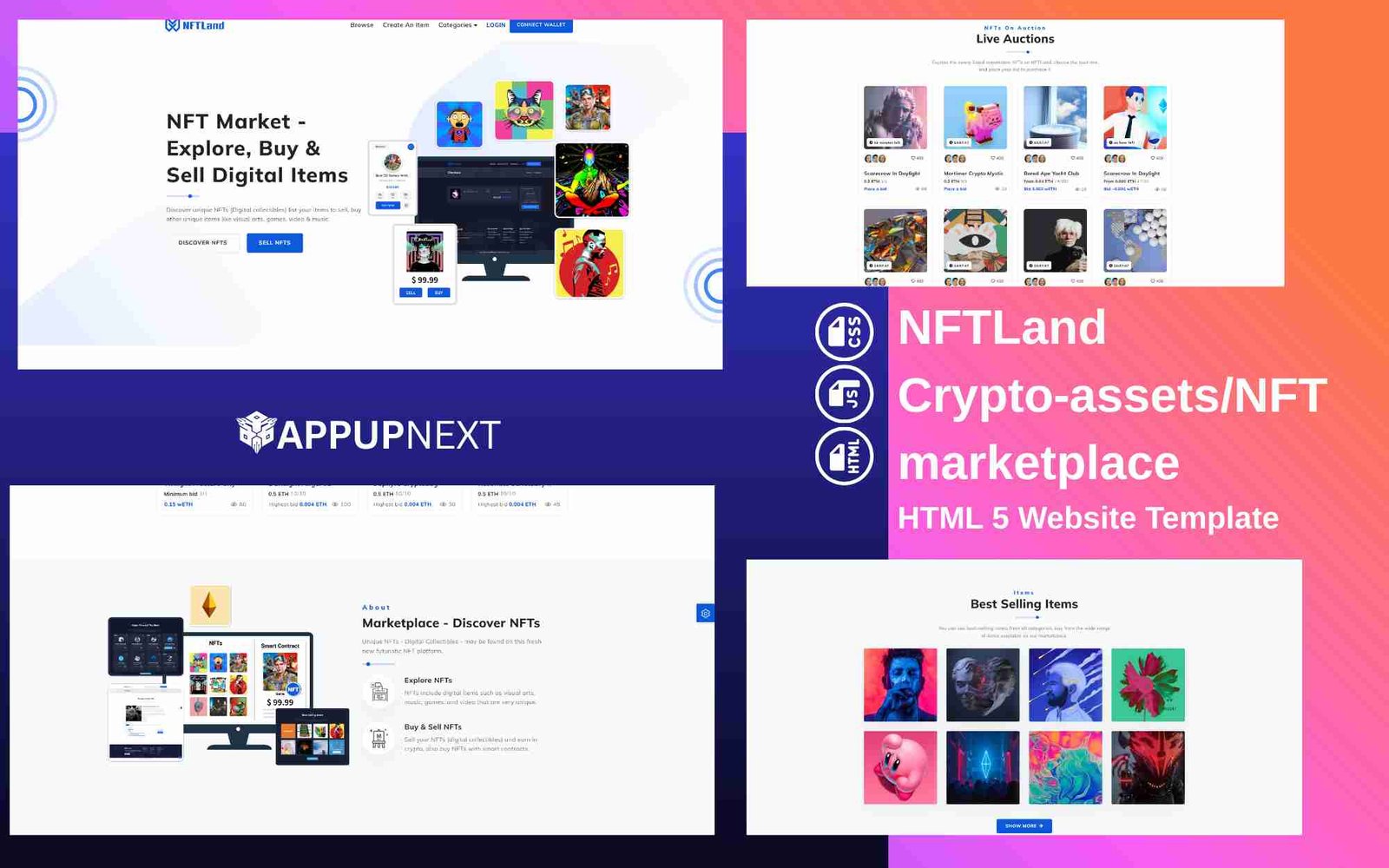 NFTLand - Crypto‑assets/NFT marketplace - HTML 5 Website Template