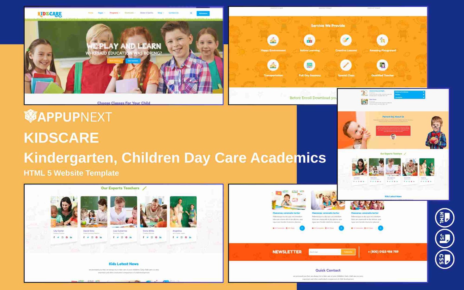 KIDSCARE - Kindergarten, Children Day Care Academics  - HTML 5 Website Template - v6