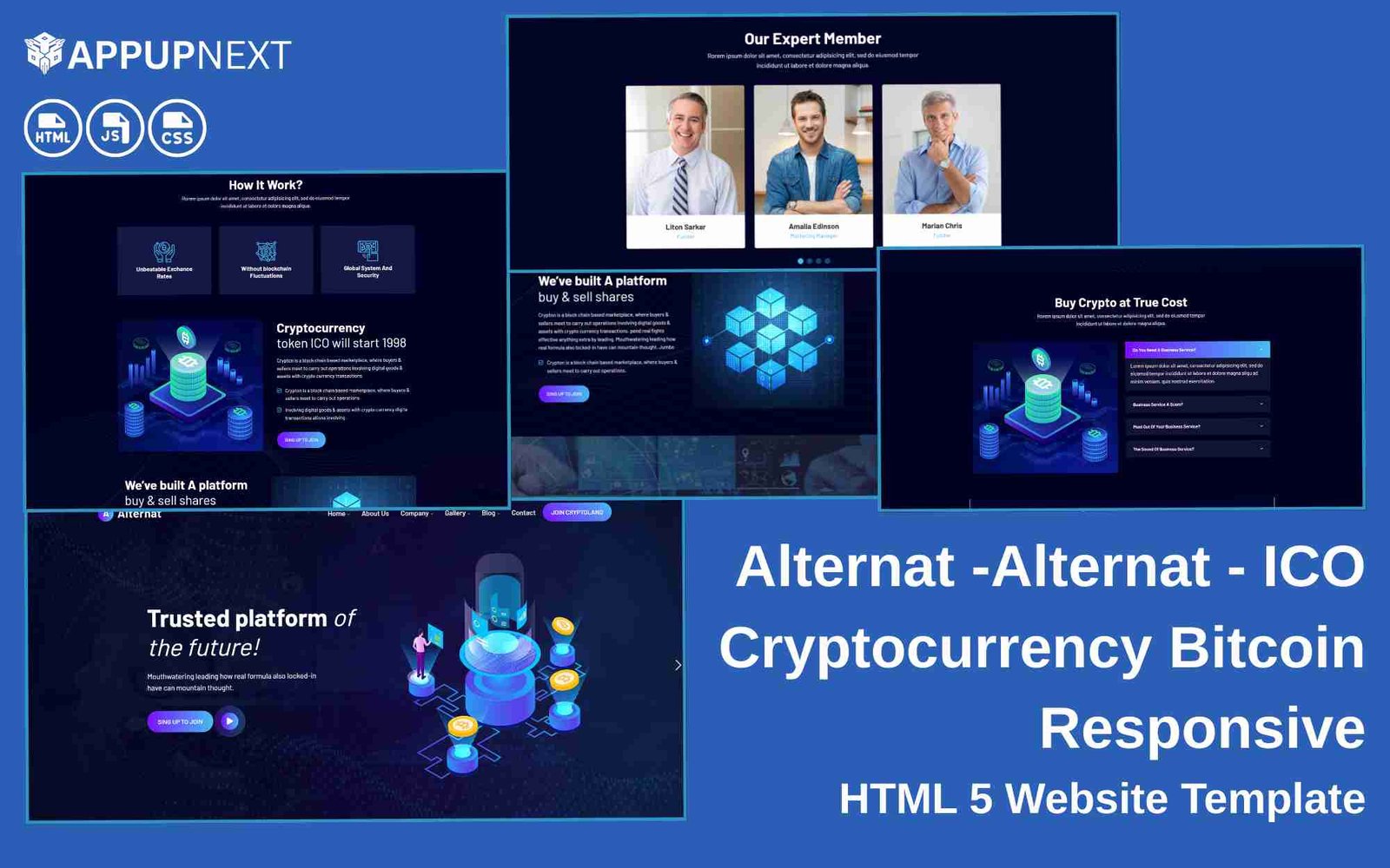 Alternat -Alternat - ICO Cryptocurrency Bitcoin Responsive  - HTML 5 Website Template - v1
