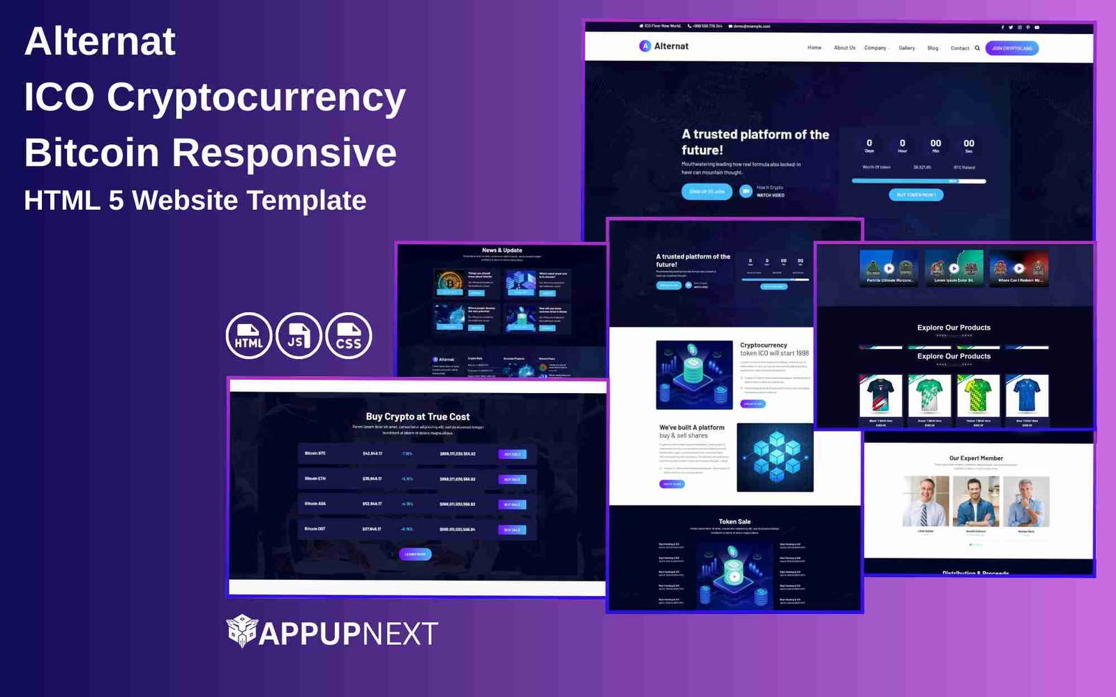 Alternat -Alternat - ICO Cryptocurrency Bitcoin Responsive  - HTML 5 Website Template - v3