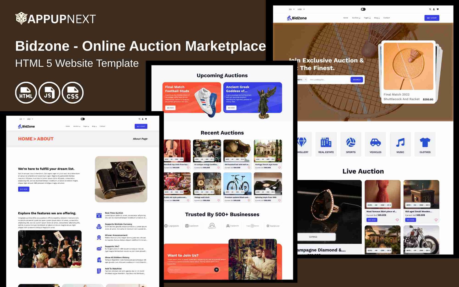 Bidzone - Online Auction Marketplace - HTML 5 Website Template